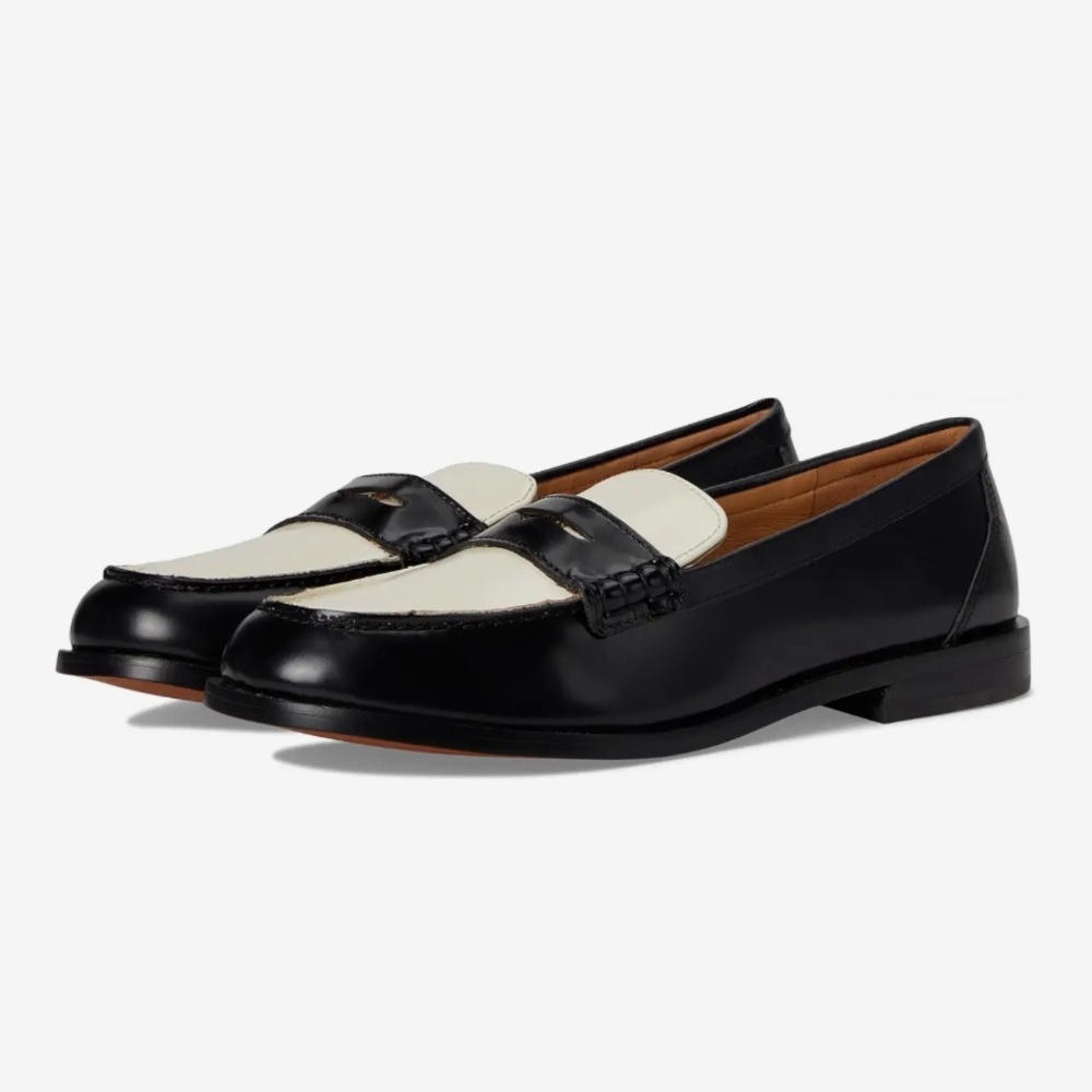 Madewell Black and White Porto Penny Loafers Size 9 - Picture 3 of 11